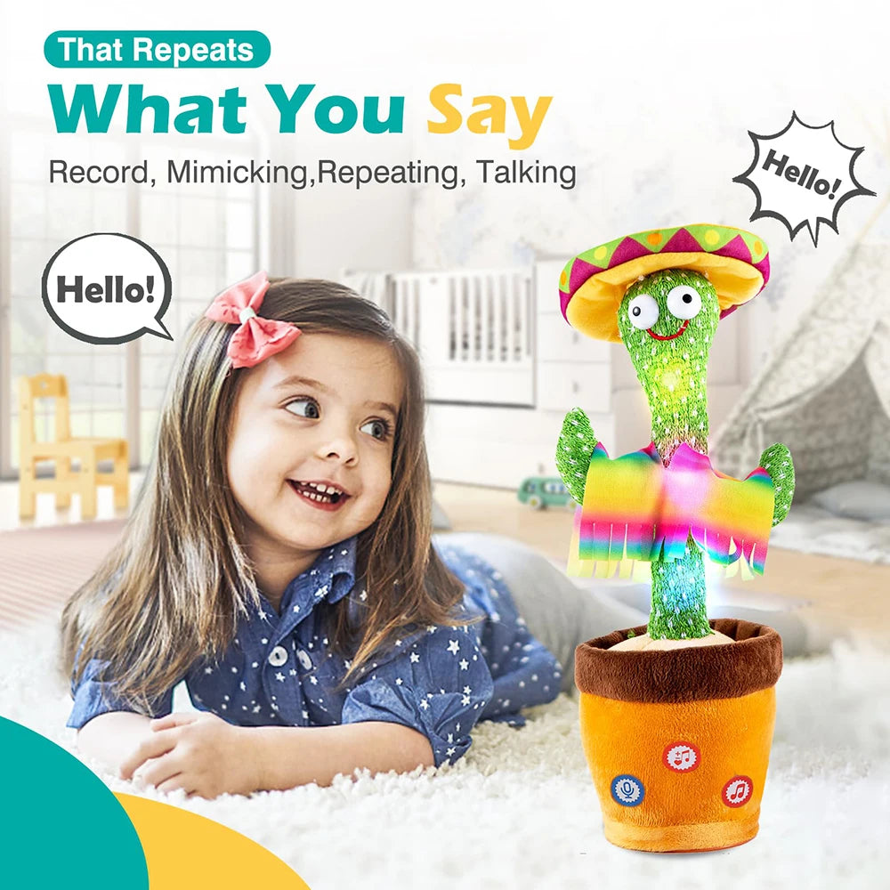 Dancing & Talking Cactus - Electronic Toy that Sings, Records, and Repeats What You Say, with Lights & Sounds - Fun Gift for Kids