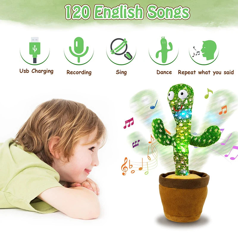 Dancing & Talking Cactus - Electronic Toy that Sings, Records, and Repeats What You Say, with Lights & Sounds - Fun Gift for Kids