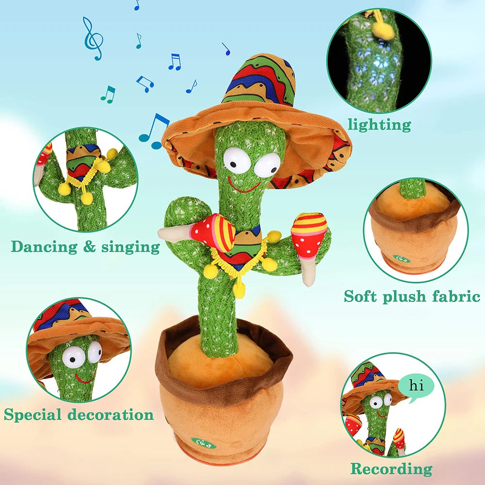 Dancing & Talking Cactus - Electronic Toy that Sings, Records, and Repeats What You Say, with Lights & Sounds - Fun Gift for Kids