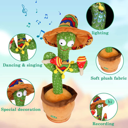 Dancing & Talking Cactus - Electronic Toy that Sings, Records, and Repeats What You Say, with Lights & Sounds - Fun Gift for Kids