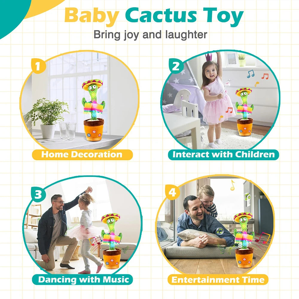 Dancing & Talking Cactus - Electronic Toy that Sings, Records, and Repeats What You Say, with Lights & Sounds - Fun Gift for Kids